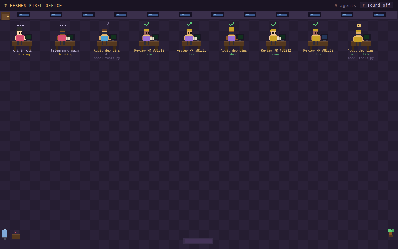 Hermes Pixel Office live screenshot
