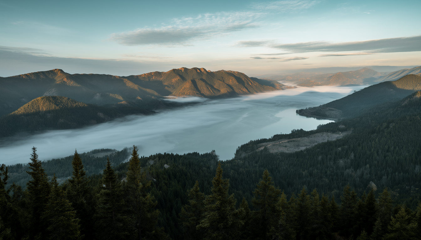Panoramic mountain lake, 16:9
