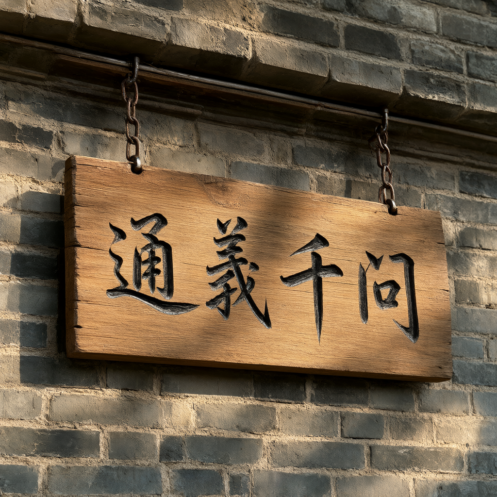 Wooden sign 通义千问