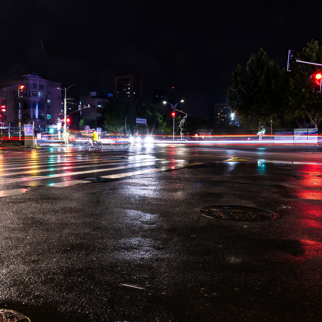 Qwen-Image-2.1, night intersection