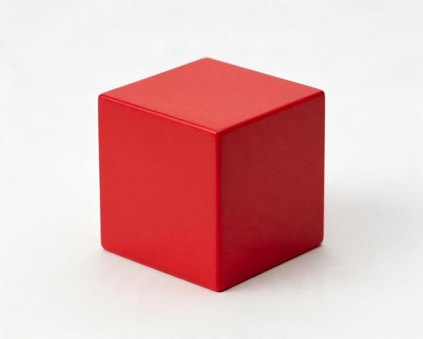 One red cube on white, API file 4480 by 3584