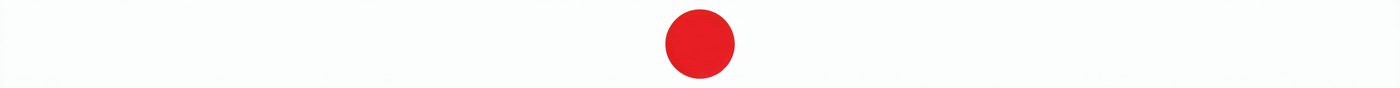 A thin 2048 by 128 frame with one red circle on white
