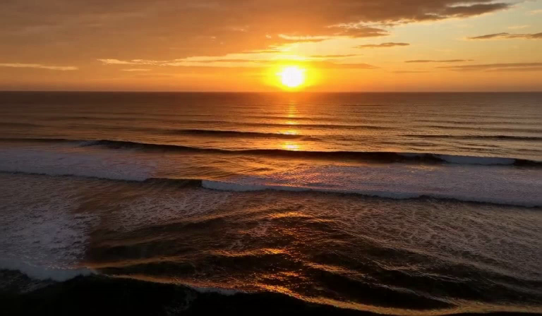 Ocean waves at sunset