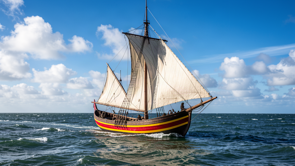 Viking Longship Under Sail (AI Generated)
